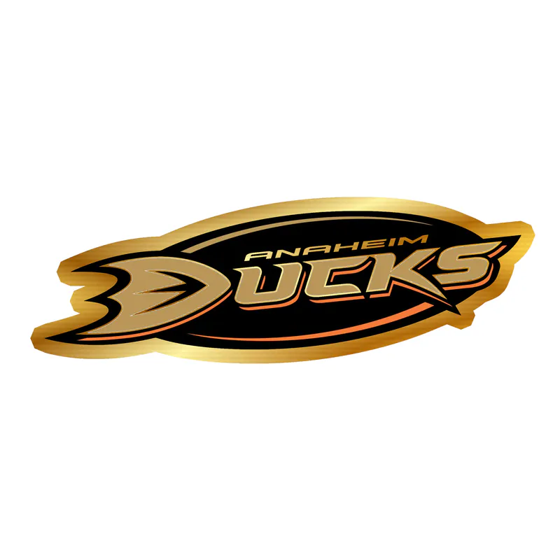 Anaheim Ducks - Name In Oval - Gold Chrome Vinyl Sticker - Custom Size
