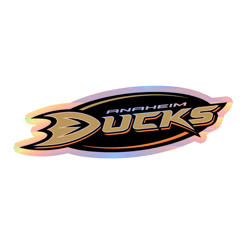 Anaheim Ducks - Name In Oval - Holographic Vinyl Sticker - Custom Size