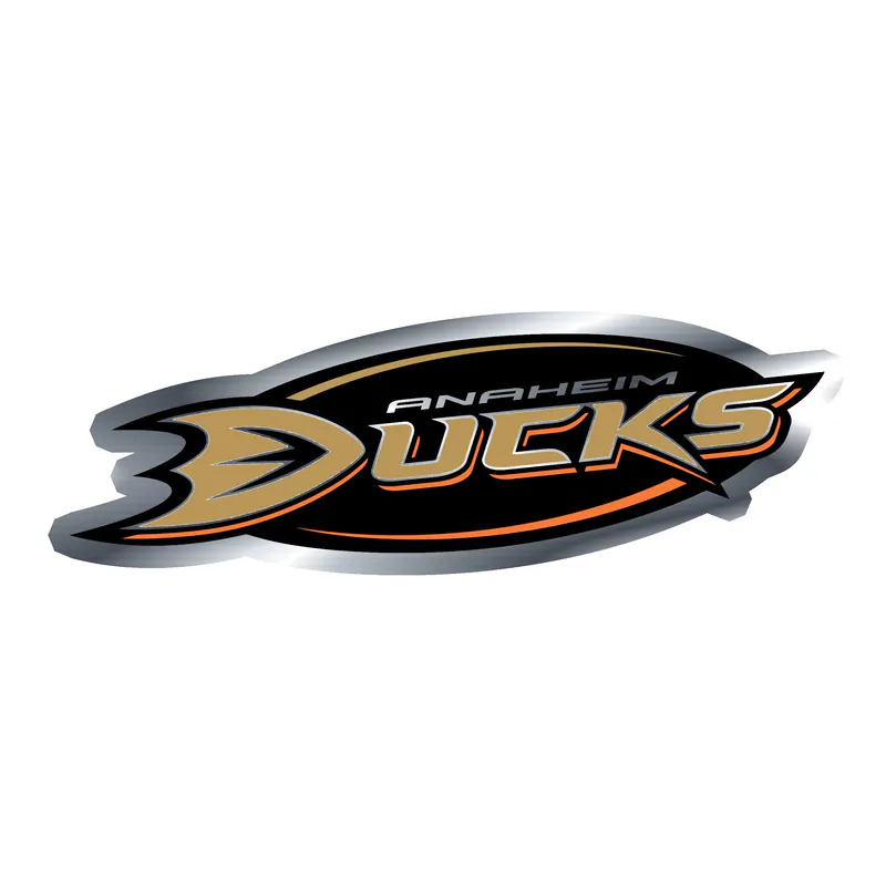 Anaheim Ducks - Name In Oval - Silver Chrome Vinyl Sticker - Custom Size