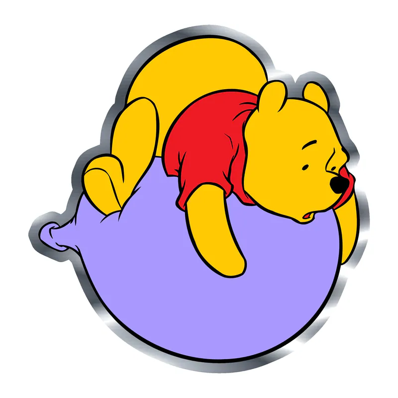 Winnie The Pooh - Silver Chrome Vinyl Sticker - Custom Size