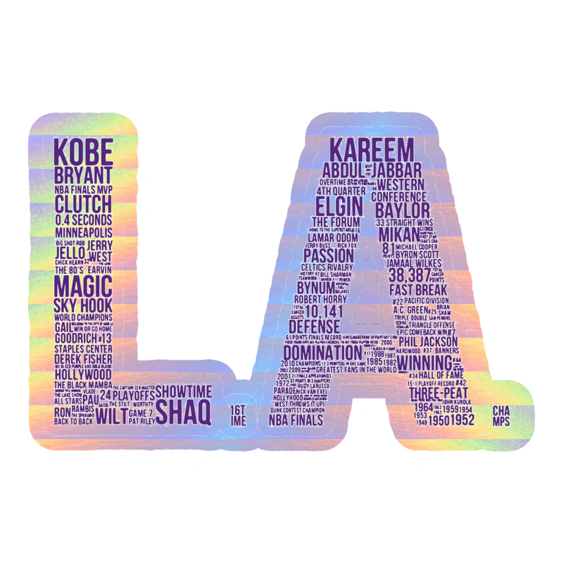 Los Angeles Lakers - Image 12 - Holographic Vinyl Sticker - Custom Size