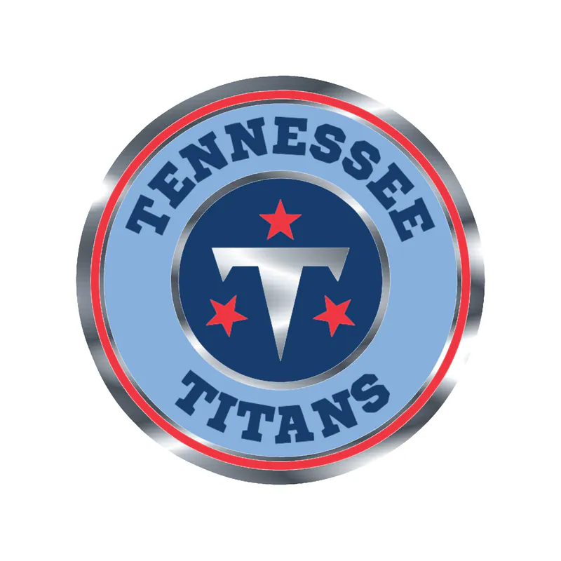 Tennessee Titans - Blue and Red Circle - Silver Chrome Vinyl Sticker - Custom Size
