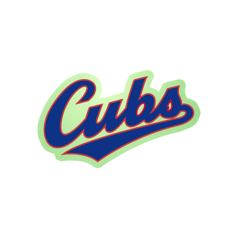 Chicago Cubs - Cursive Cubs - Glow in the Dark Vinyl Sticker - Custom Size
