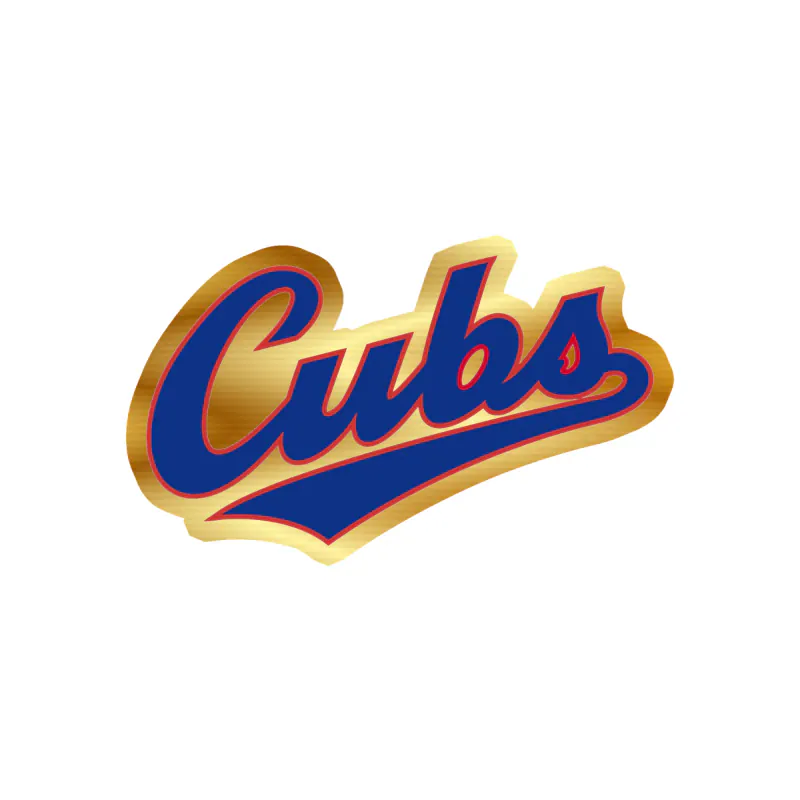 Chicago Cubs - Cursive Cubs - Gold Chrome Vinyl Sticker - Custom Size