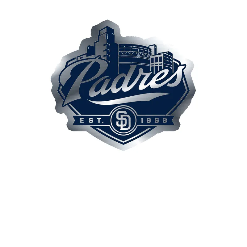San Diego Padres - City EST. 1969 - Silver Chrome Vinyl Sticker - Custom Size