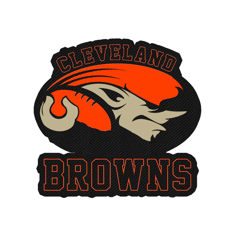 Cleveland Browns - Oval with Name - Carbon Fiber Vinyl Sticker - Custom Size