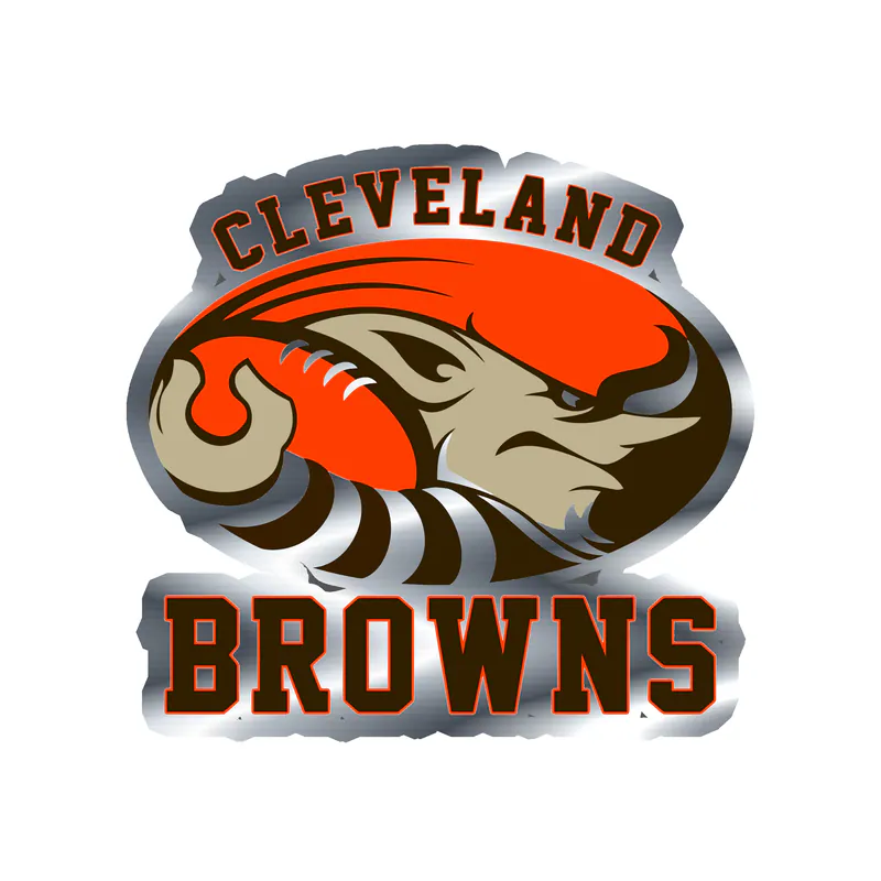 Cleveland Browns - Oval with Name - Silver Chrome Vinyl Sticker - Custom Size