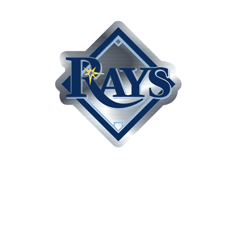 Tampa Bay Rays - Plate With Rays - Silver Chrome Vinyl Sticker - Custom Size