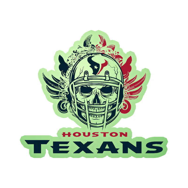 Houston Texans - Skull With Helmet And Nam - Glow in the Dark Vinyl Sticker - Custom Size