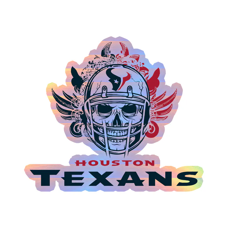 Houston Texans - Skull With Helmet And Nam - Holographic Vinyl Sticker - Custom Size