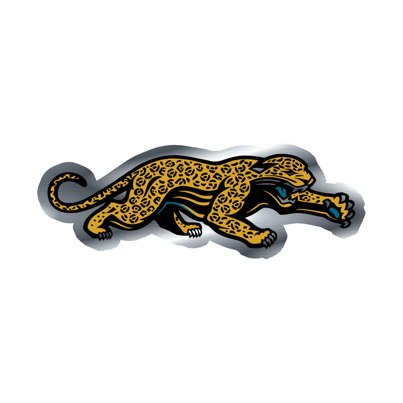 Jacksonville Jaguars - Jaguar - Silver Chrome Vinyl Sticker - Custom Size