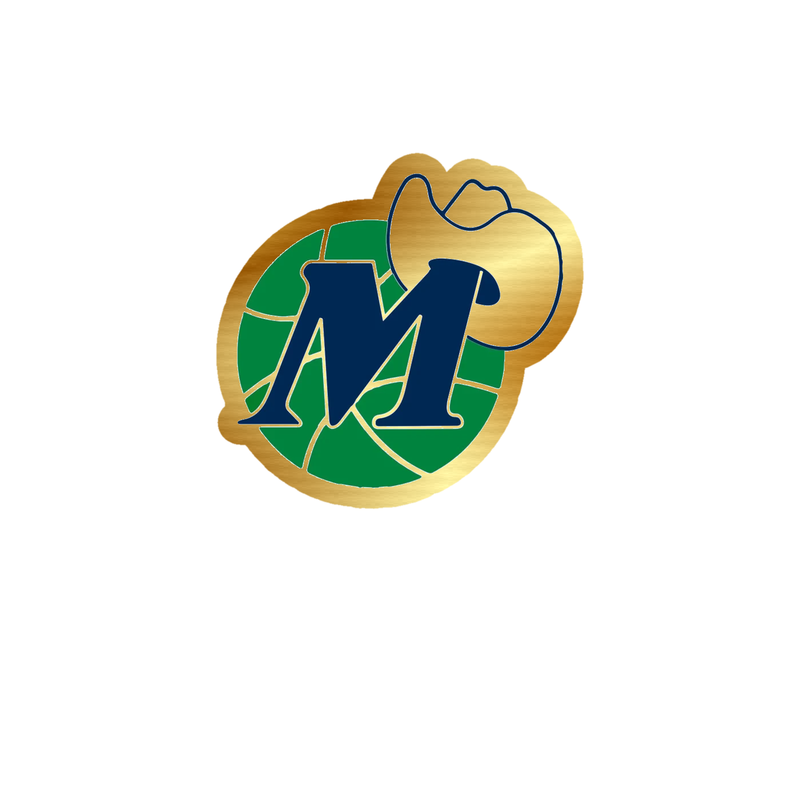 Dallas Mavericks - Basketball With Hat - Gold Chrome Vinyl Sticker - Custom Size