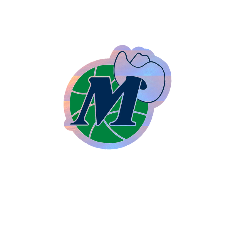 Dallas Mavericks - Basketball With Hat - Holographic Vinyl Sticker - Custom Size