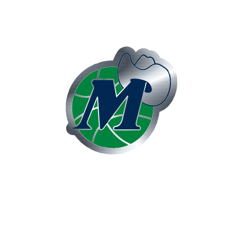 Dallas Mavericks - Basketball With Hat - Silver Chrome Vinyl Sticker - Custom Size