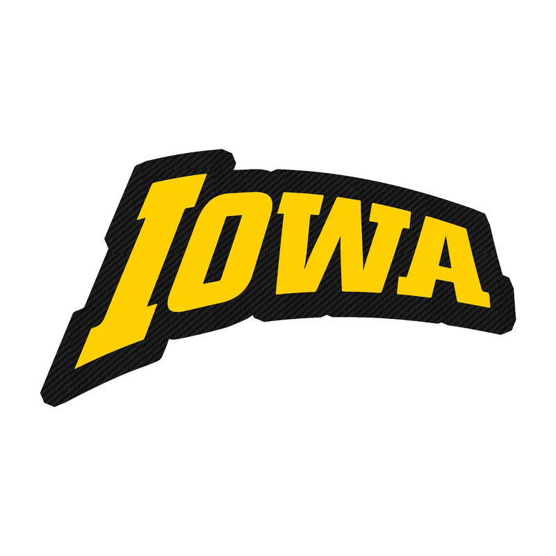 Iowa Hawkeyes - Yellow Iowa - Carbon Fiber Vinyl Decal - Custom Size