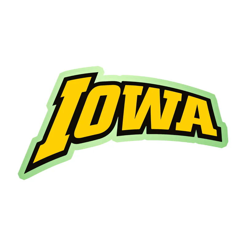 Iowa Hawkeyes - Yellow Iowa - Glow in the Dark Vinyl Decal - Custom Size