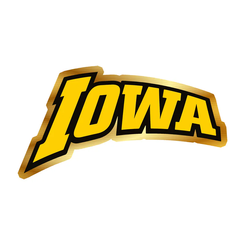 Iowa Hawkeyes - Yellow Iowa - Gold Chrome Vinyl Decal - Custom Size