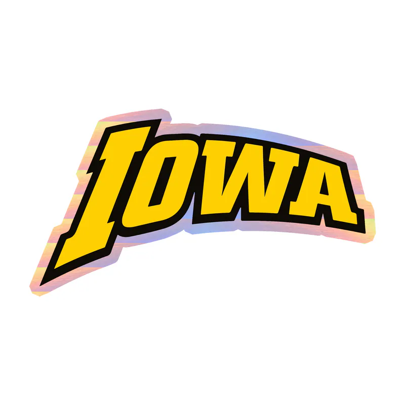 Iowa Hawkeyes - Yellow Iowa - Holographic Vinyl Decal - Custom Size