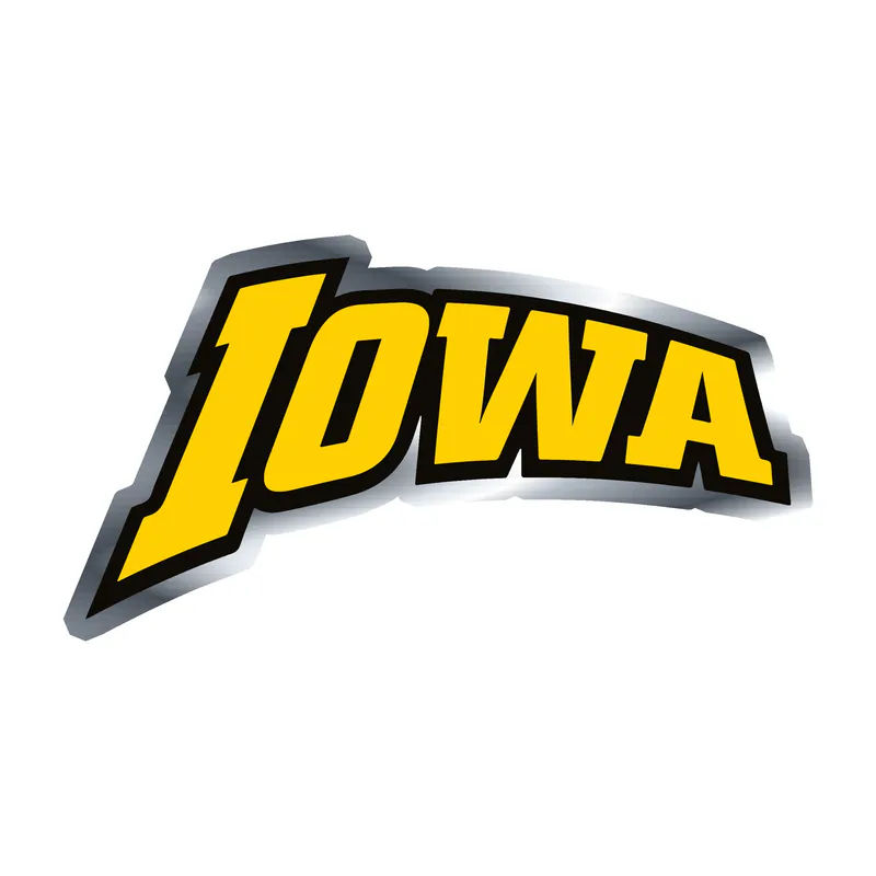 Iowa Hawkeyes - Yellow Iowa - Silver Chrome Vinyl Decal - Custom Size