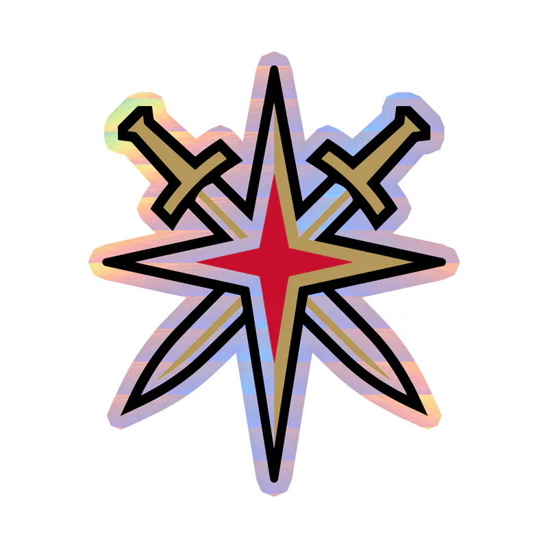 Vegas Golden Knights - Swords Crossed With Star - Holographic Vinyl Sticker - Custom Size
