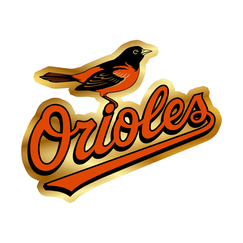 Baltimore Orioles - Bird With Orioles - Gold Chrome Vinyl Sticker - Custom Size