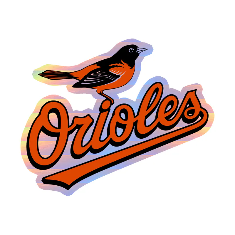 Baltimore Orioles - Bird With Orioles - Holographic Vinyl Sticker - Custom Size