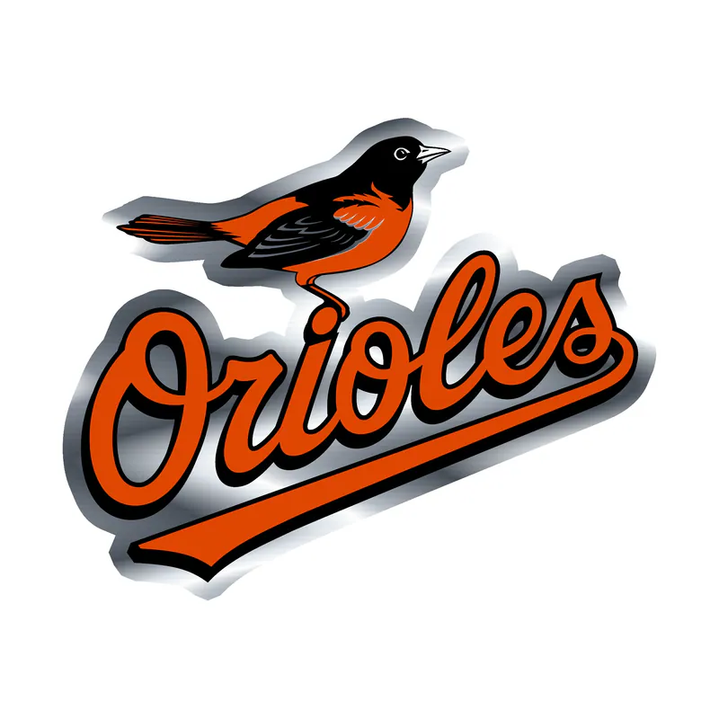 Baltimore Orioles - Bird With Orioles - Silver Chrome Vinyl Sticker - Custom Size
