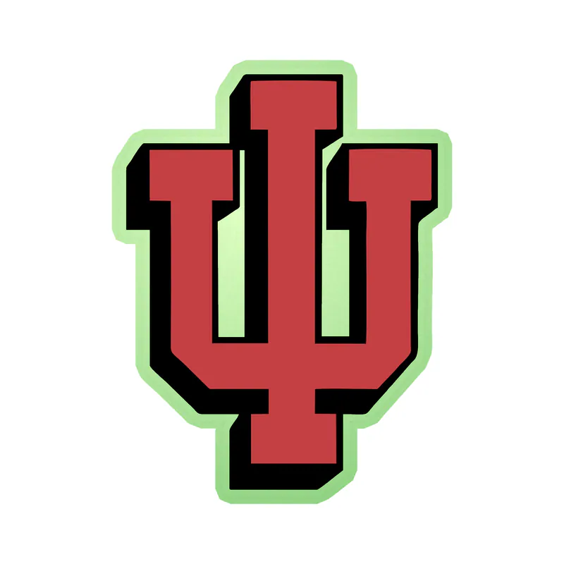 Indiana Hoosiers - Black And Red Logo - Glow in the Dark Vinyl Decal - Custom Size