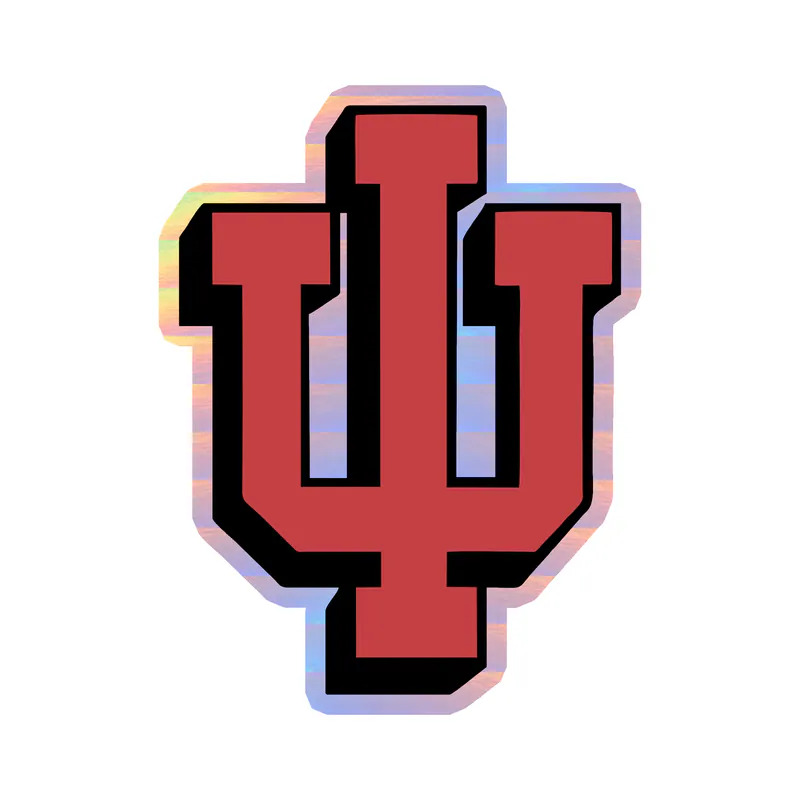Indiana Hoosiers - Black And Red Logo - Holographic Vinyl Decal - Custom Size