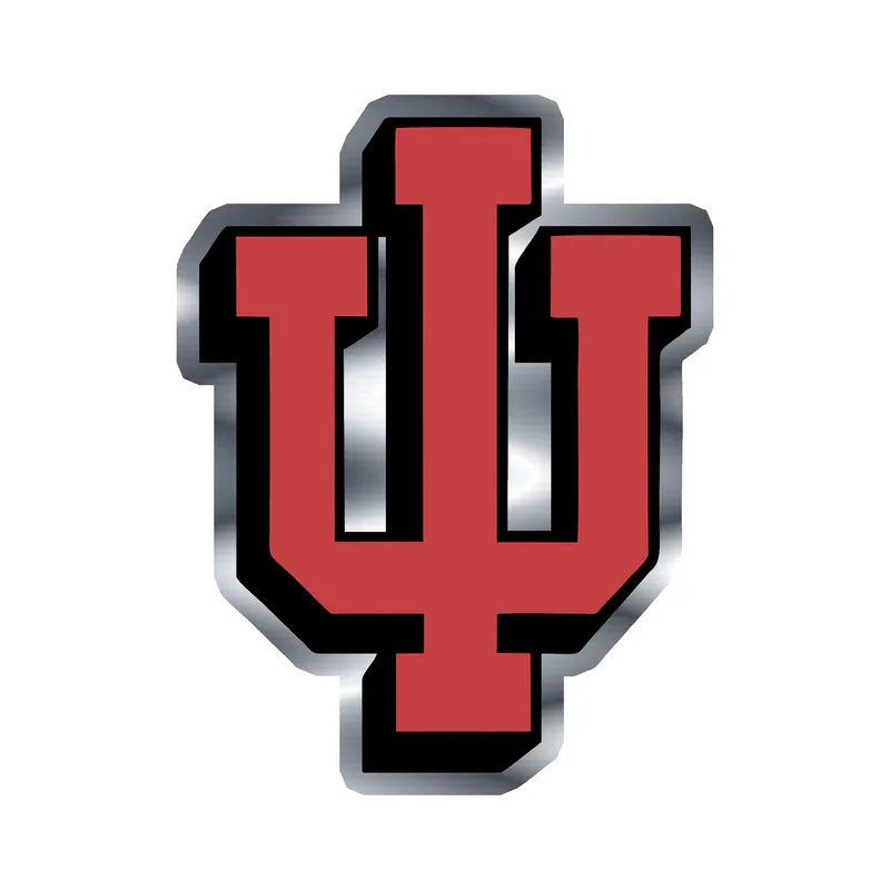 Indiana Hoosiers - Black And Red Logo - Silver Chrome Vinyl Decal - Custom Size