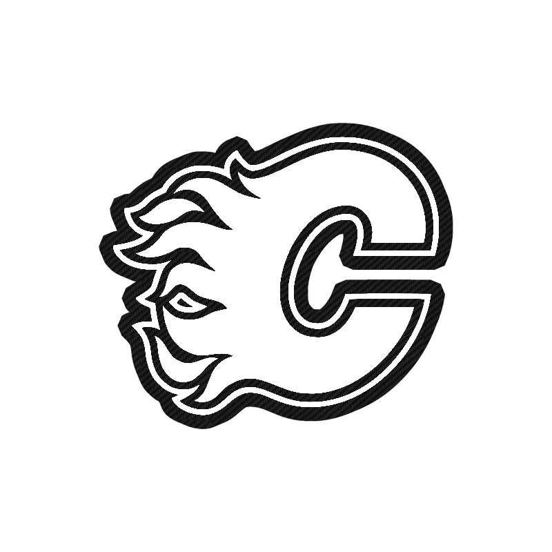 Calgary Flames - Black C -Carbon Fiber Vinyl Sticker - Custom Size