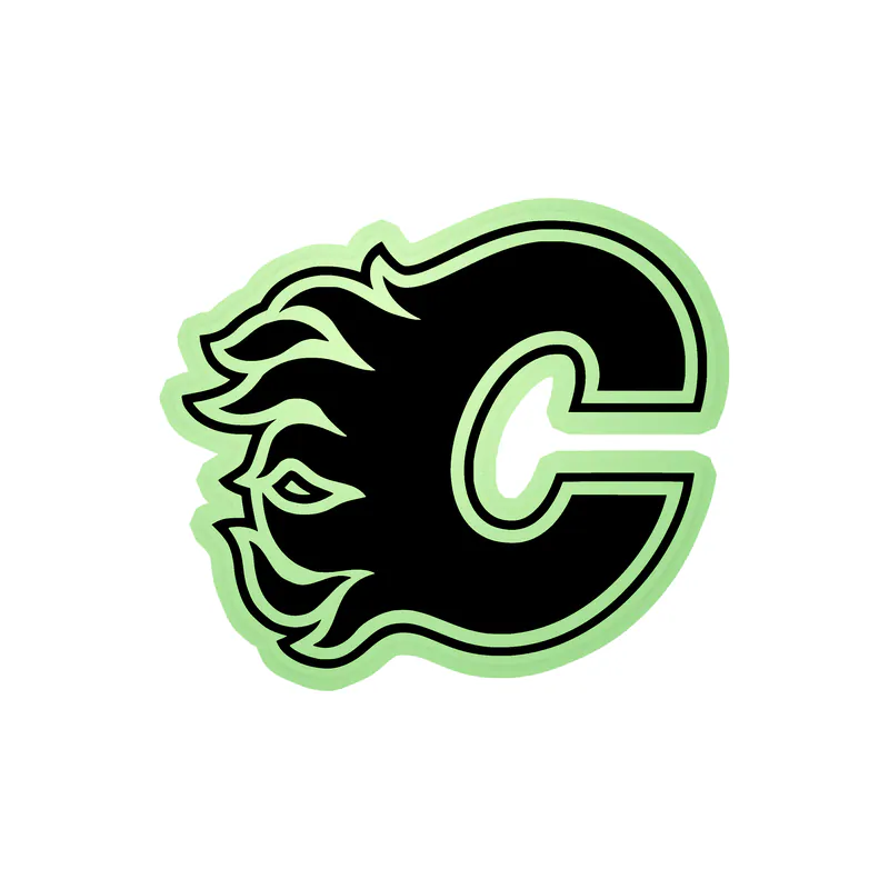 Calgary Flames - Black C -Glow in the Dark Vinyl Sticker - Custom Size
