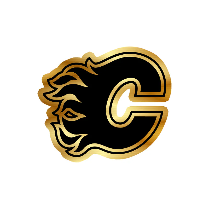 Calgary Flames - Black C -Gold Chrome Vinyl Sticker - Custom Size