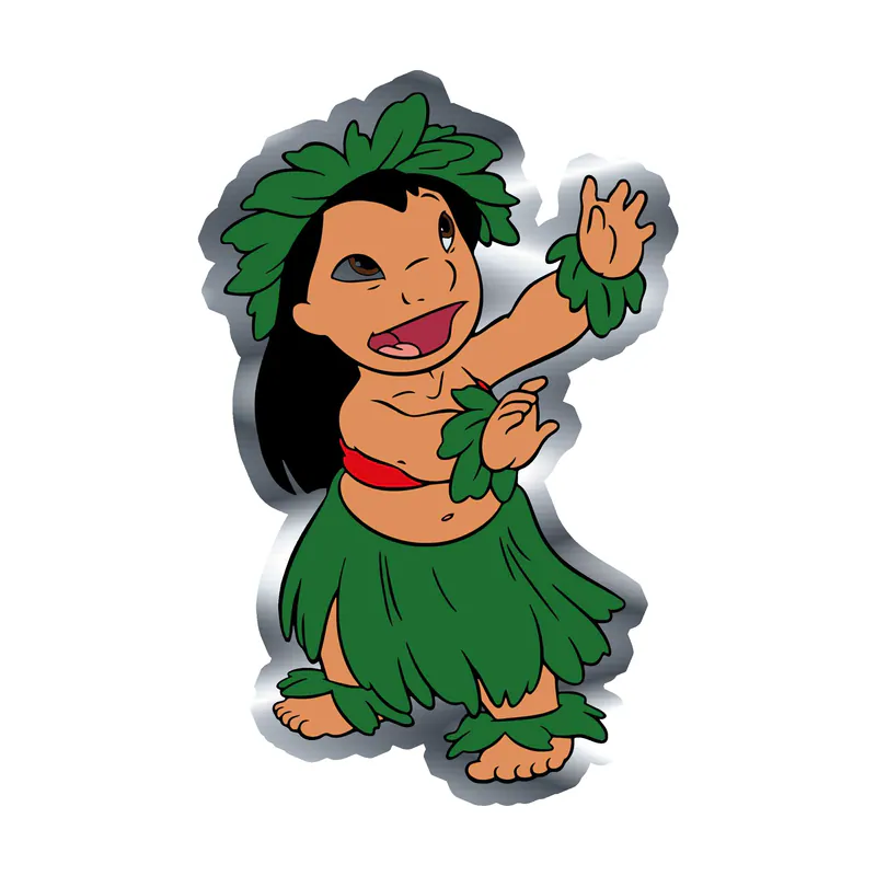 Stitch - Lilo Silver Chrome Vinyl Sticker - Custom Size