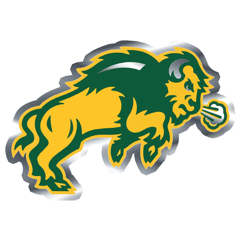 North Dakota State Bisons Silver Chrome Vinyl Decal - Custom Size