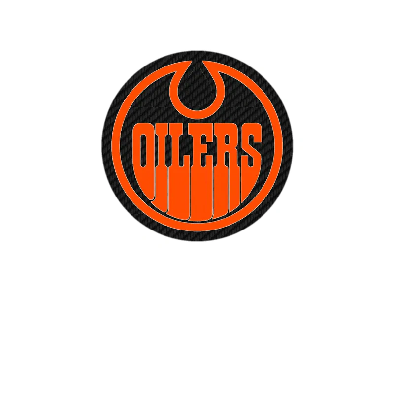 Edmonton Oilers - White Circle With Orange Oilers - Carbon Fiber Vinyl Sticker - Custom Size