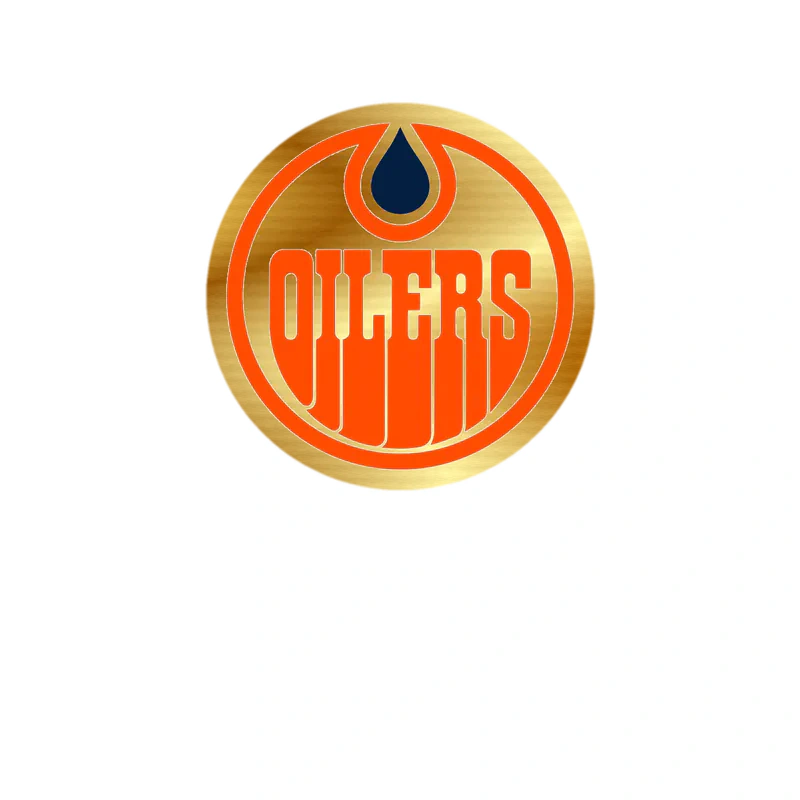Edmonton Oilers - White Circle With Orange Oilers - Gold Chrome Vinyl Sticker - Custom Size
