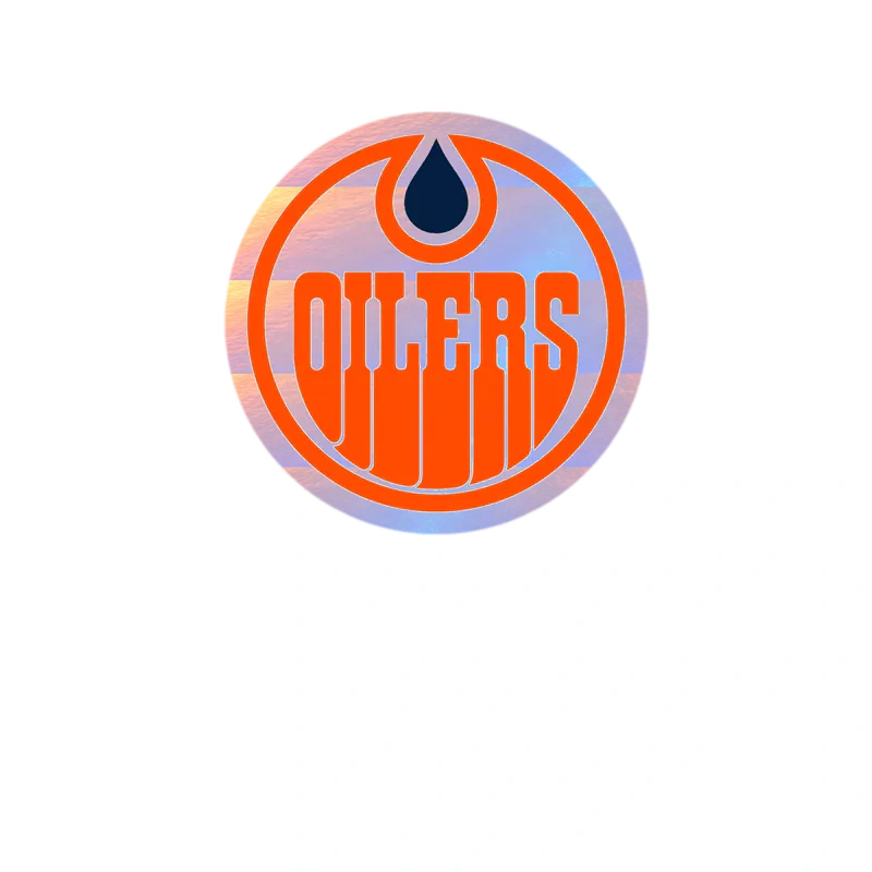 Edmonton Oilers - White Circle With Orange Oilers - Holographic Vinyl Sticker - Custom Size
