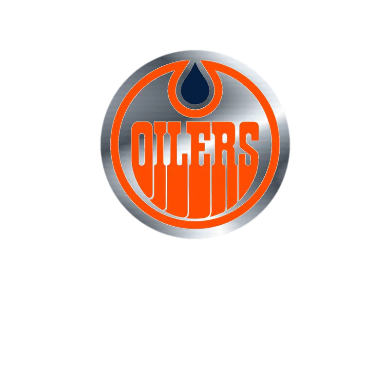 Edmonton Oilers - White Circle With Orange Oilers - Silver Chrome Vinyl Sticker - Custom Size