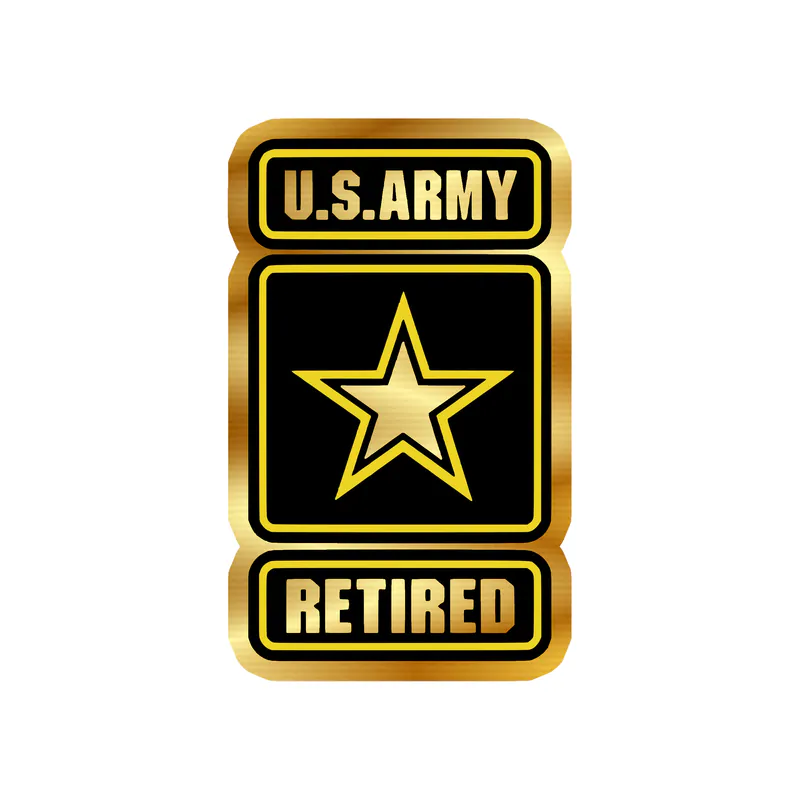 Army Retired Gold Chrome Vinyl Decal- Custom Size