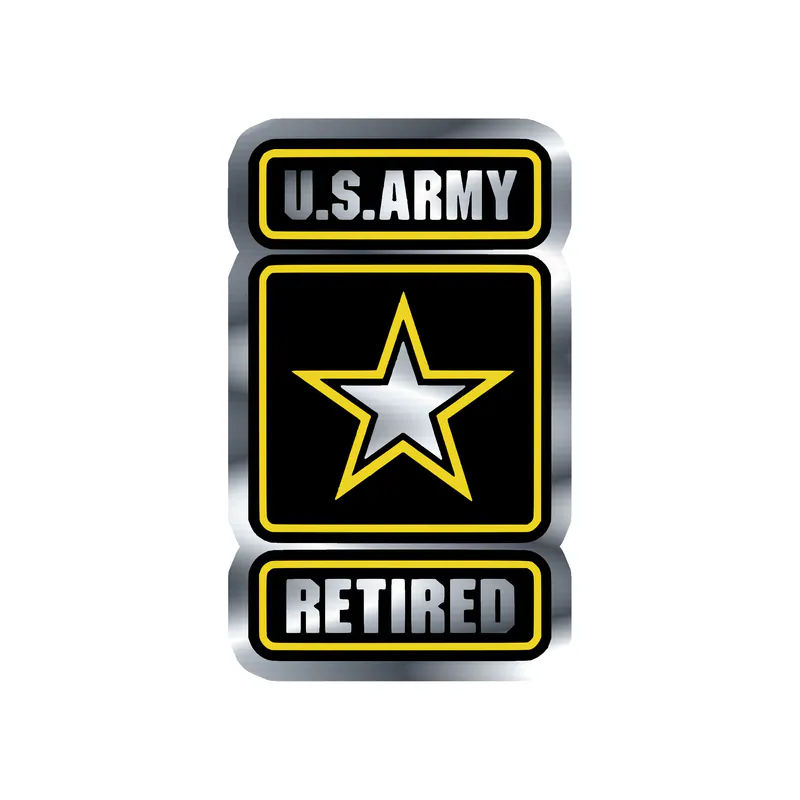 Army Retired Silver Chrome Vinyl Decal- Custom Size