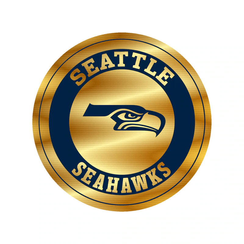 Seattle Seahawks Circle Gold Chrome Vinyl Sticker - Custom Size