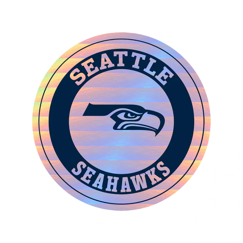 Seattle Seahawks Circle Holographic Vinyl Sticker - Custom Size
