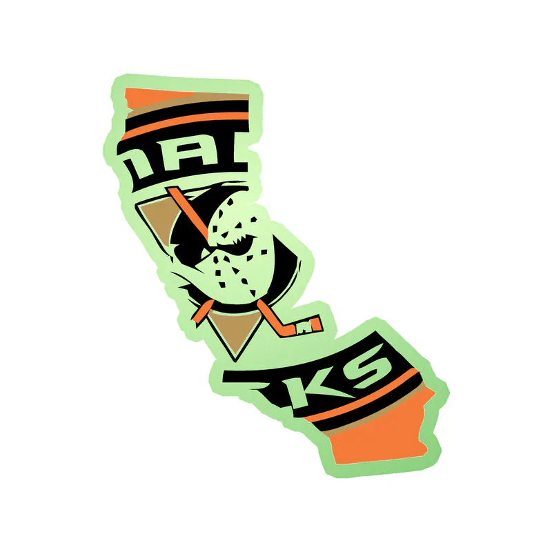Anaheim Ducks - State - Glow in the Dark Vinyl Sticker - Custom Size
