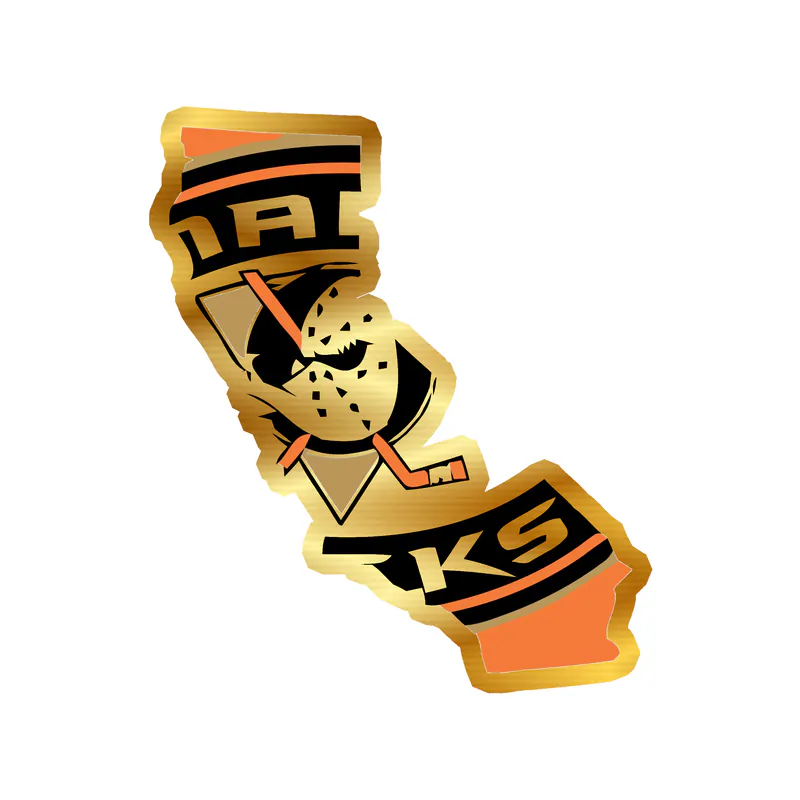 Anaheim Ducks - State - Gold Chrome Vinyl Sticker - Custom Size