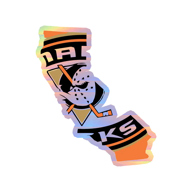 Anaheim Ducks - State - Holographic Vinyl Sticker - Custom Size