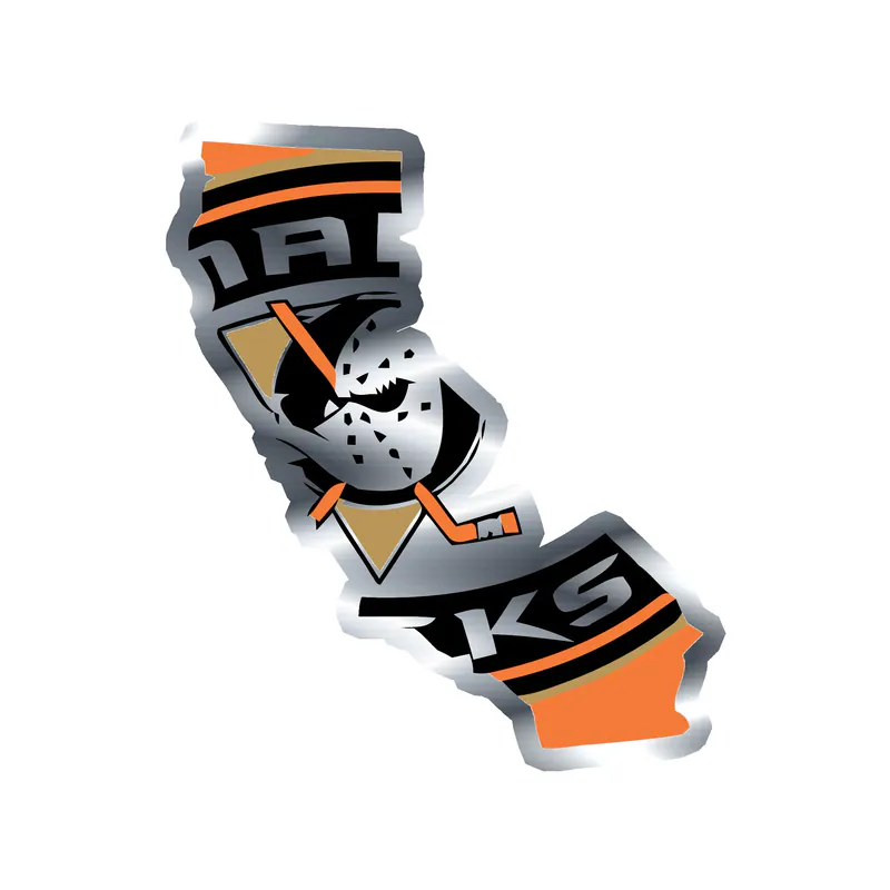 Anaheim Ducks - State - Silver Chrome Vinyl Sticker - Custom Size
