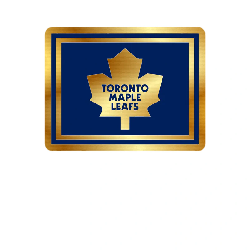 Toronto Maple Leafs - Dark Blue Square - Gold Chrome Vinyl Sticker - Custom Size