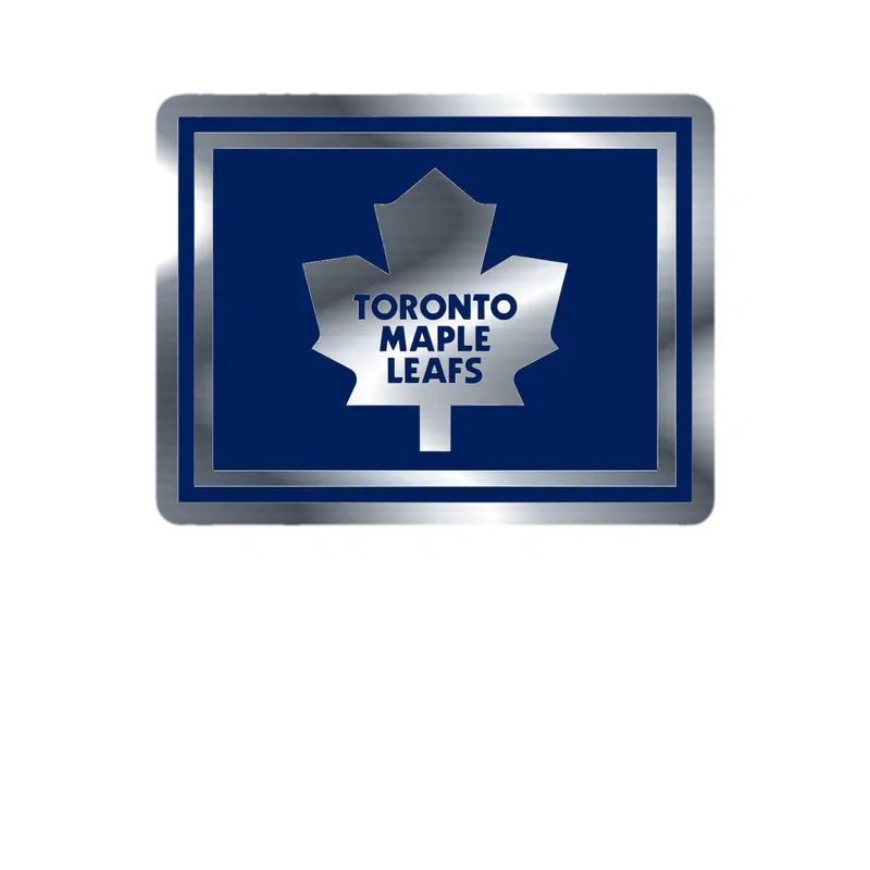 Toronto Maple Leafs - Dark Blue Square - Silver Chrome Vinyl Sticker - Custom Size