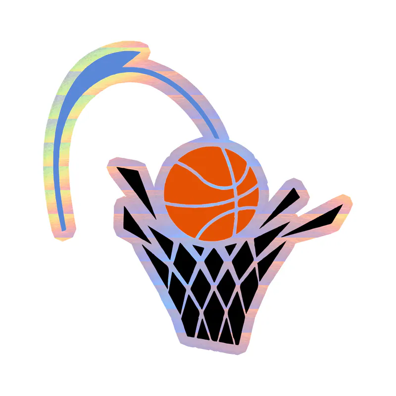 Cleveland Cavaliers - Basketball With Net - Holographic Vinyl Sticker - Custom Size